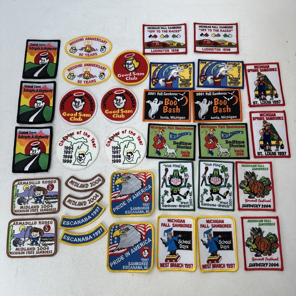 Lot Good Sam RV Club Patches Samboree Vintage Michigan 1994-2004 St Louis Ionia